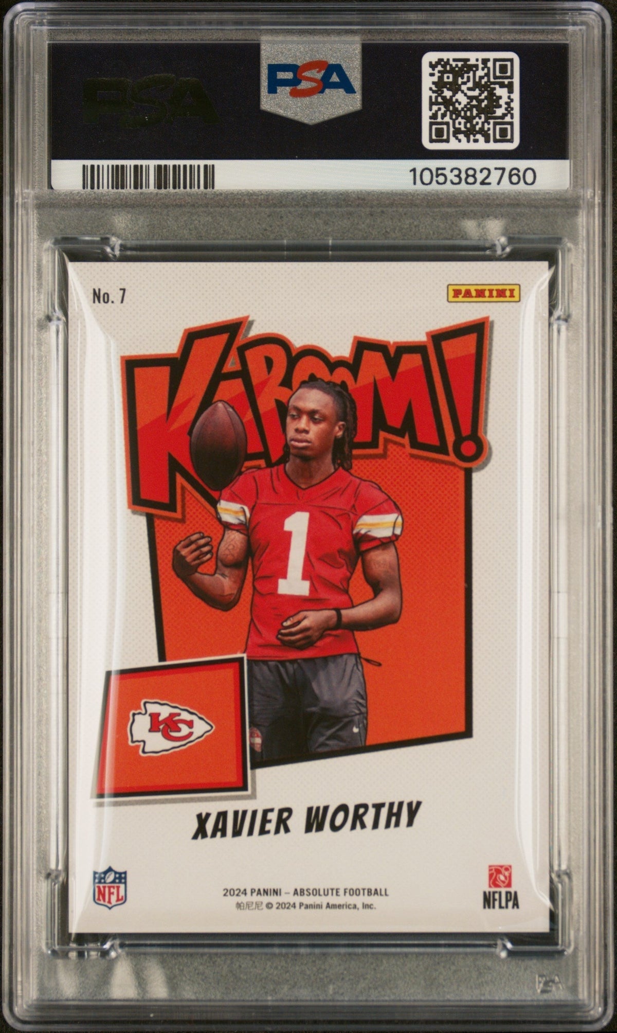 2024 Panini Absolute Kaboom! Vertical Xavier Worthy #7 PSA 10
