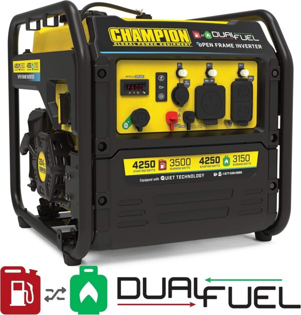 Champion 4250-Watt Dual Fuel RV Ready Open Frame Inverter Generator