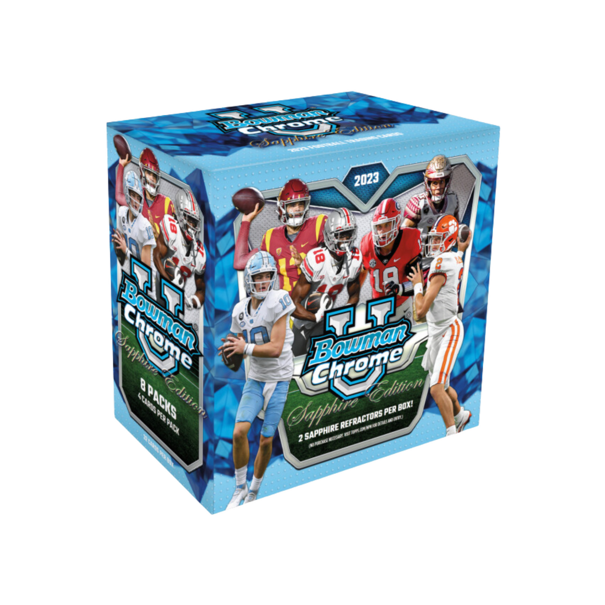 2023 Bowman Chrome University Football Sapphire Hobby Box (10 Box Case)