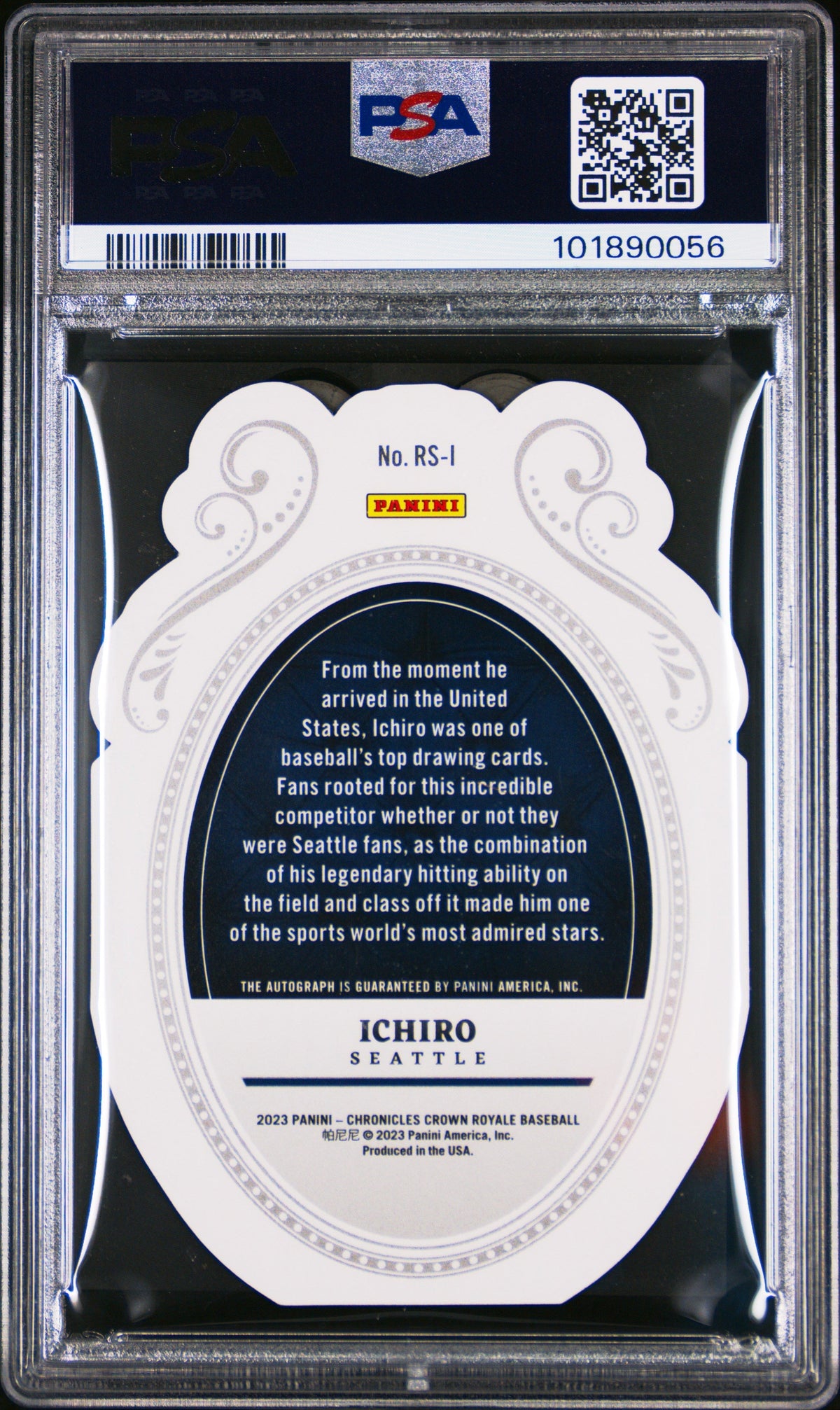 2023 Panini Chronicles Crown Royale Auto Ichiro #RSI Holo Silver /49 PSA 10