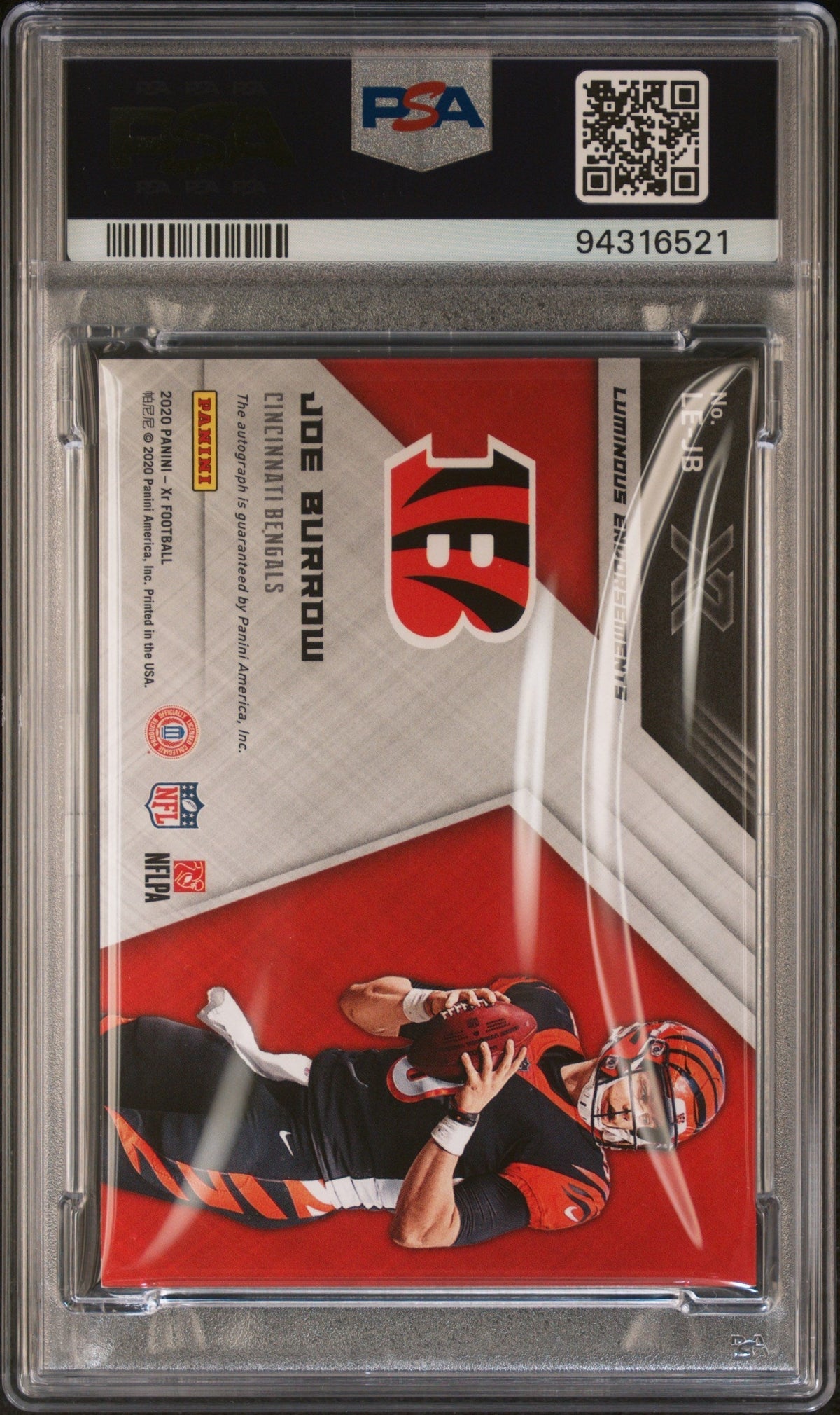 2020 Panini XR Luminous Endorsements Autographs Joe Burrow #LEJB auto Gold 3/5