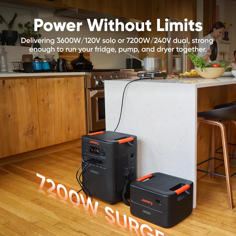 Jackery HomePower 3600 Plus Portable Power Station, 3600W AC Output, 3584Wh LFP Solar Generator, Expandable up to 21kWh, Essential Home Backup for Home Use, Emergencies, RV