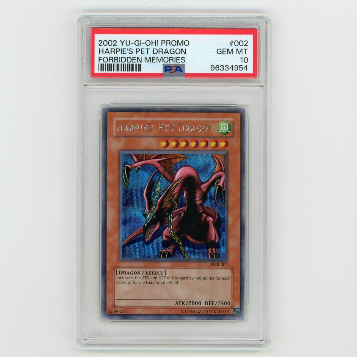 2002 YuGiOh Promo Harpie's Pet Dragon Forbidden Memories #002 PSA 10 (#AF16)