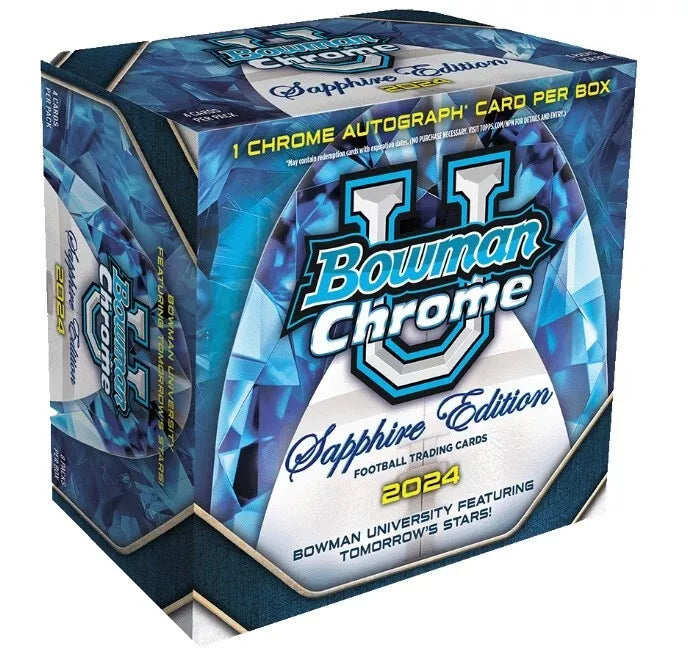 2024 Bowman Chrome University Football Sapphire Edition 10 Box Case