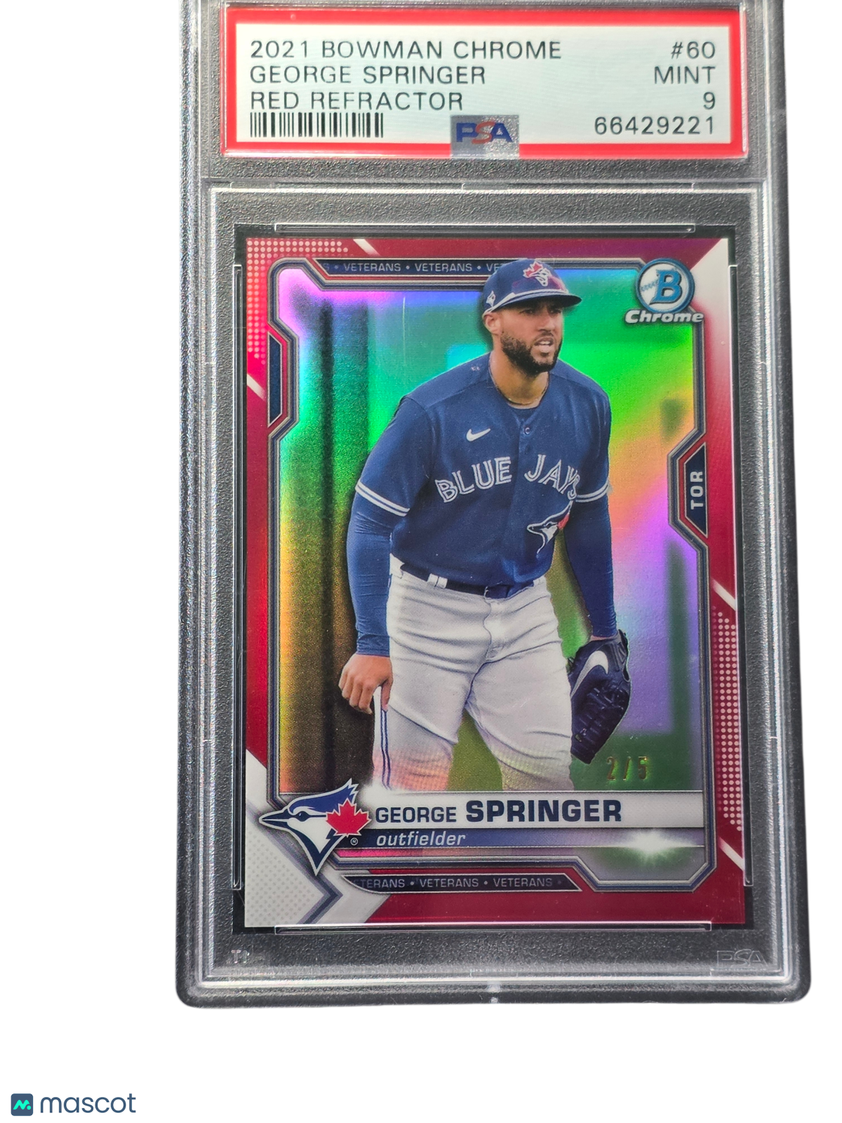 2021 Bowman Chrome George Springer #60 Red Refractor PSA 9