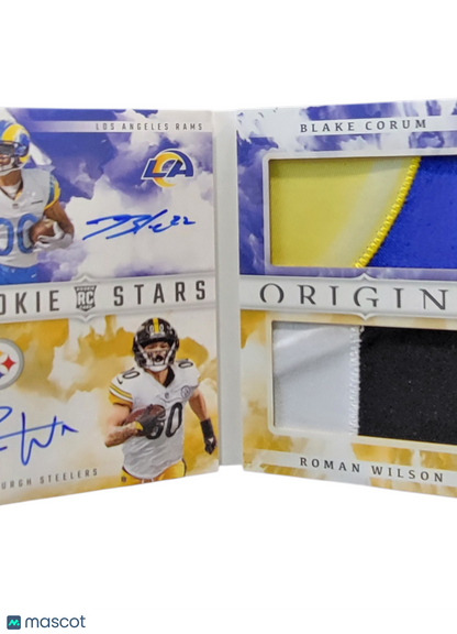 2024 Panini Origins Football Roman Wilson Blake Corum #RDPS-4 Booklet 45/49 Dual Autograph Patch RC