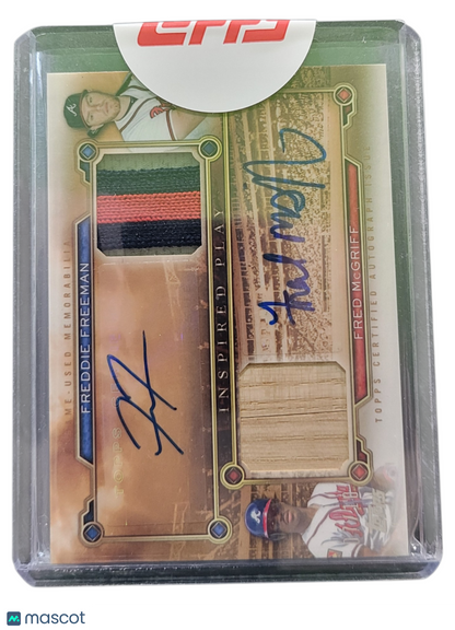 2015 Topps Tribute Fred McGriff Freddie Freeman #IA-FM Dual Auto Patch Bat Relic