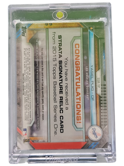 2015 Topps Strata Signature Relic Yasiel Puig #SSR-YP Patch Signature Relic