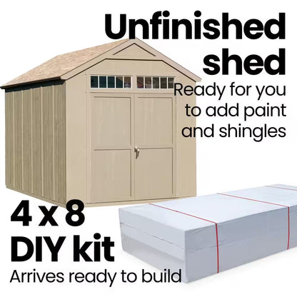 Majestic Do-It-Yourself 8 Ft. X 12 Ft. Outdoor Wood Storage Shed with Transom Windows and Wrap around Loft (96 Sq. Ft.)