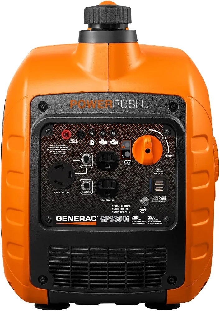 Generac 3,300 Watt Gas Powered Portable Inverter Generator, USB Charging