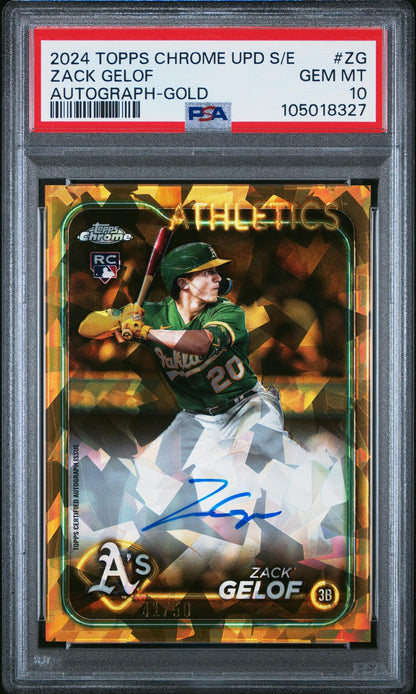 2024 Topps Chrome Update Sapphire Gold Zack Gelof #USA-ZG RC Auto /50 PSA 10
