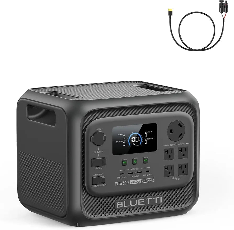 BLUETTI Elite 300 Portable Power Station with Solar Cable 3014.4Wh 2400W