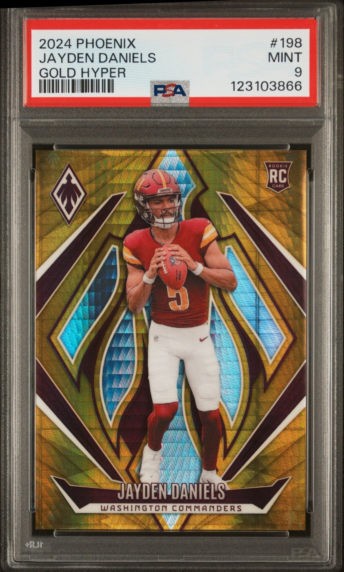 2024 Panini Phoenix Gold Hyper Jayden Daniels #198 /10 PSA 9