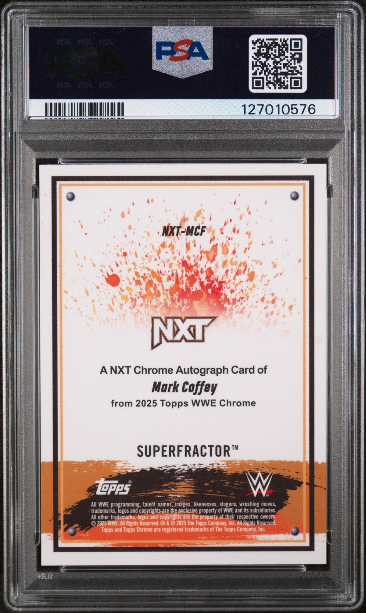 2025 Topps Chrome Nxt Chrome Autographs Superfractor 1/1 Mark Coffey #MCF PSA 9