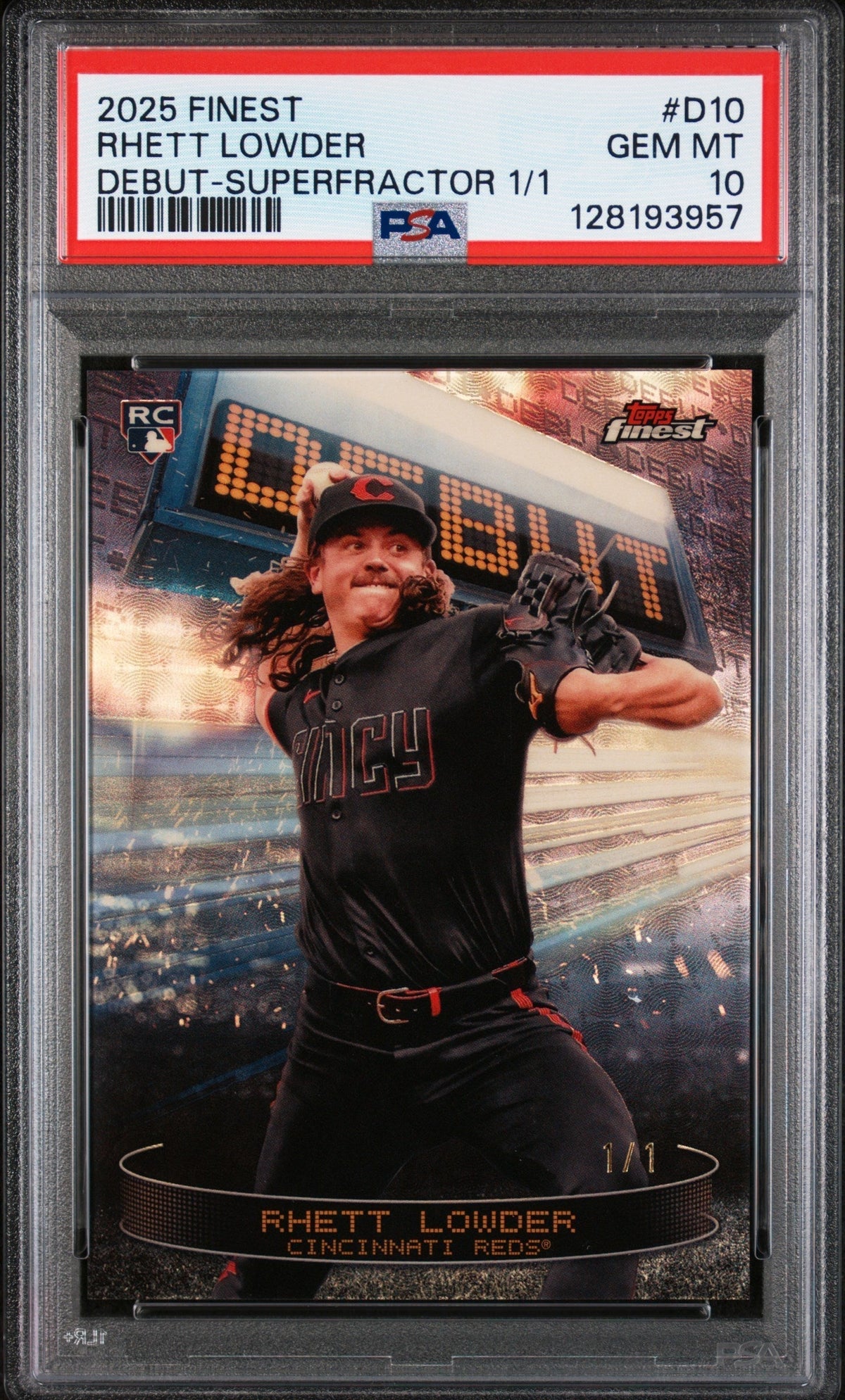 2025 Topps Finest Debut Superfractor 1/1 Rhett Lowder #D10 PSA 10