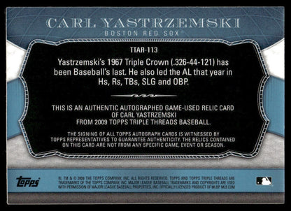 2009 Triple Threads Carl Yastrzemski Triple Patch Auto Game-Used /3