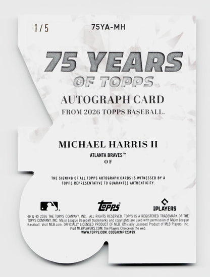 2026 Topps Michael Harris II 75 Years Auto Red Die-Cut SSP /5