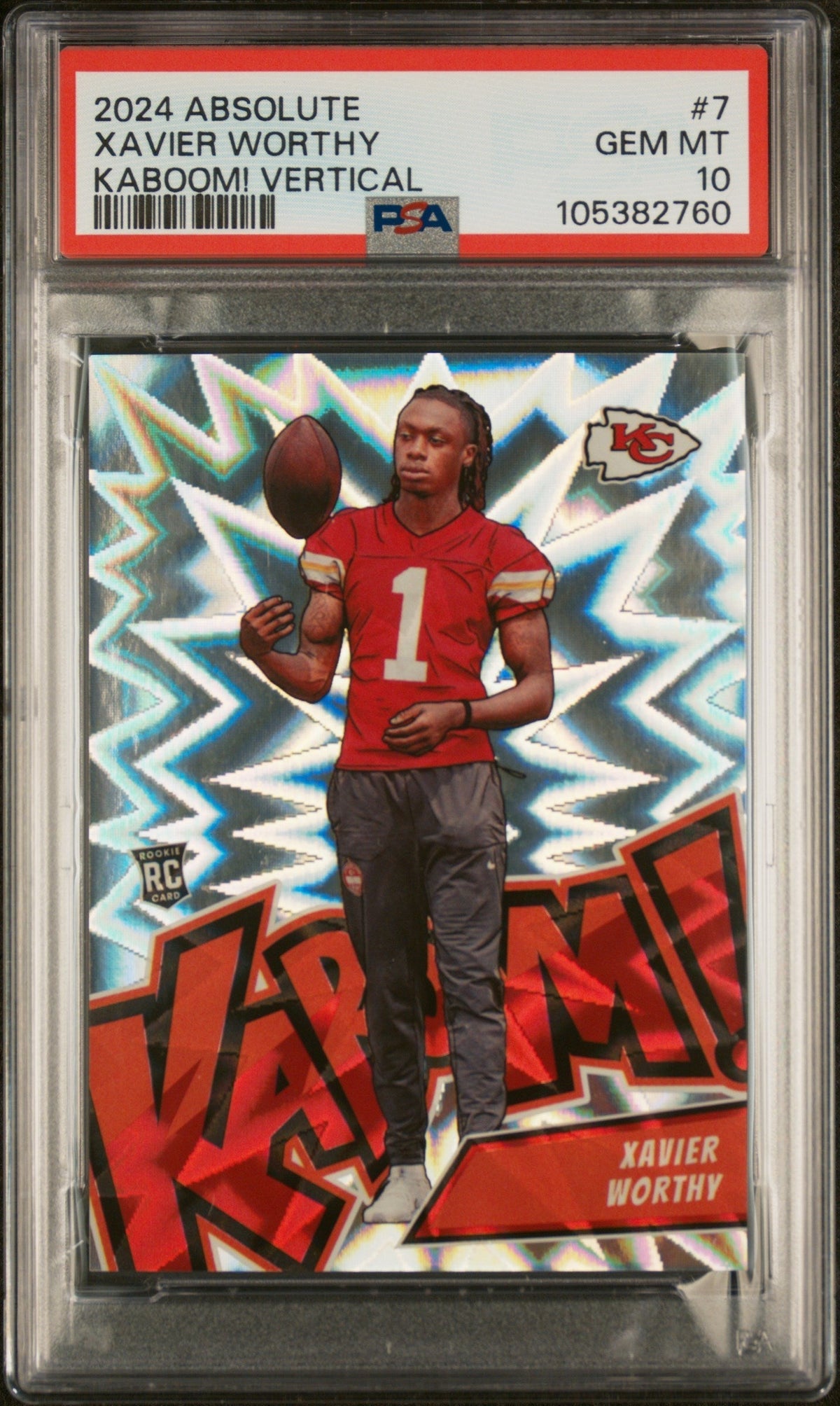 2024 Panini Absolute Kaboom! Vertical Xavier Worthy #7 PSA 10