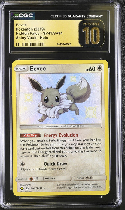 2019 Hidden Fates #SV41/SV94 Eevee Shiny Vault - Holo CGC 10