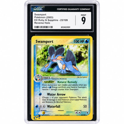 2003 Pokemon #23/109 Swampert EX Ruby & Sapphire CGC 9
