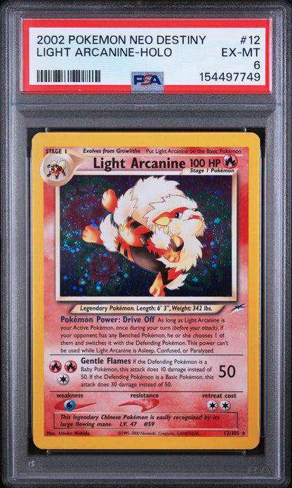 2002 Pokemon Neo Destiny Holo Light Arcanine #12 PSA 6