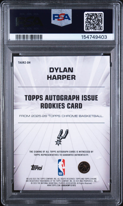 2025 Chrome Autograph Issue Rookies Green Refractors Dylan Harper #TAUR2DH /99 PSA 9