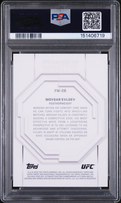 2025 Topps Finest UFC Framed In White Movsar Evloev #FW-28 PSA 10