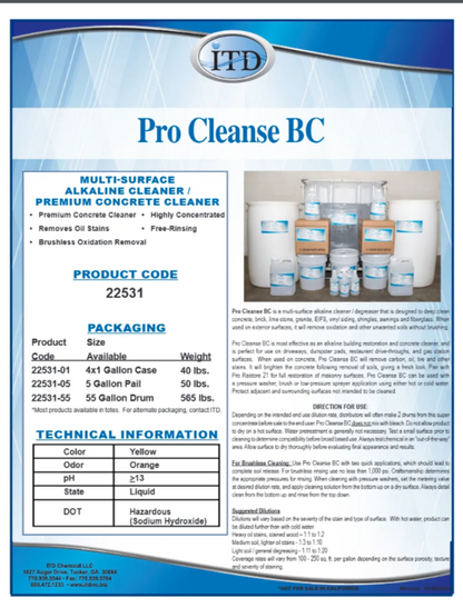 Pro Cleanse BC – Oil Stain Remover 22531 5G