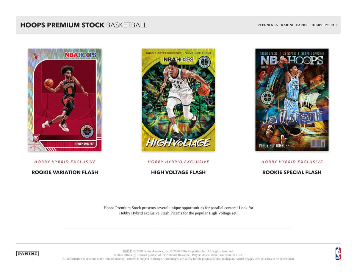 2019-20 Panini NBA Hoops Premium Stock Basketball Hobby Hybrid 20 Box Case