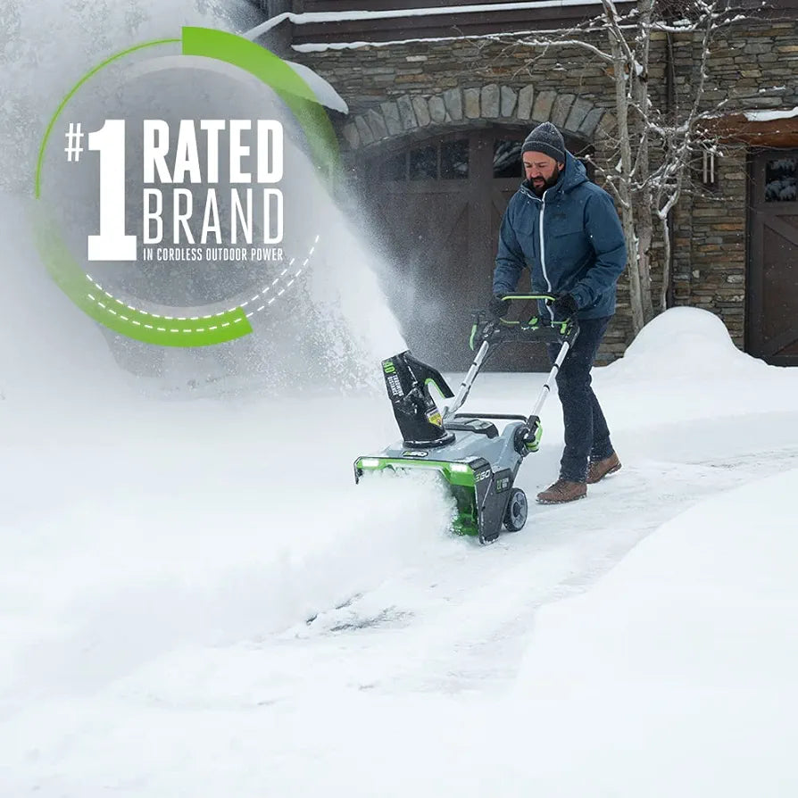 EGO Power+ 21" Electric Snow Blower, Gray/Black, Cordless Steel Auger, Includes  56V 5.0Ah Batteries and Dual Port Charger, SNT2112