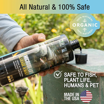 MICROBE-LIFT MLXSA55G Sludge-Away Pond and Outdoor Water Garden Sludge Remover, OK for Koi Fish, Plant Life, and Decor, 55 Gallons