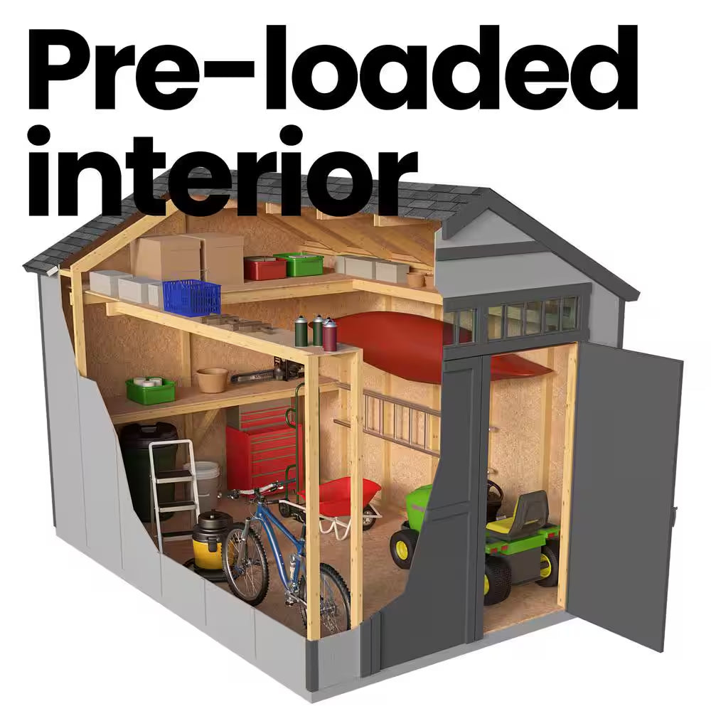Majestic Do-It-Yourself 8 Ft. X 12 Ft. Outdoor Wood Storage Shed with Transom Windows and Wrap around Loft (96 Sq. Ft.)