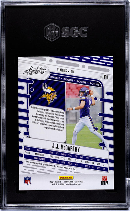2024 Panini Absolute #110 Jj Mccarthy Auto. SGC 10