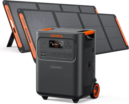 Jackery HomePower 3600 Plus Portable Power Station with 2X 200W Solar Panels, 3600W AC Output, 3584Wh LFP Solar Generator, Expandable up to 21kWh, Essential Home Backup for Home Use, Emergencies, RV