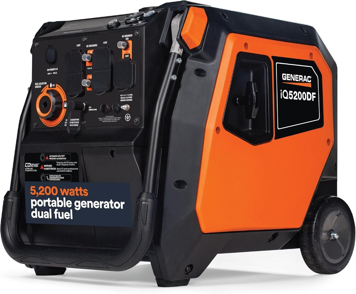 Generac iQ5200 5200W Dual Fuel Portable Inverter Generator