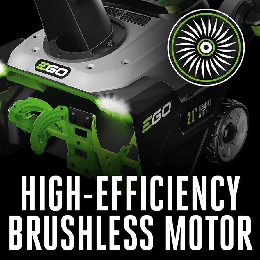 EGO Power+ 21" Electric Snow Blower, Gray/Black, Cordless Steel Auger, Includes  56V 5.0Ah Batteries and Dual Port Charger, SNT2112
