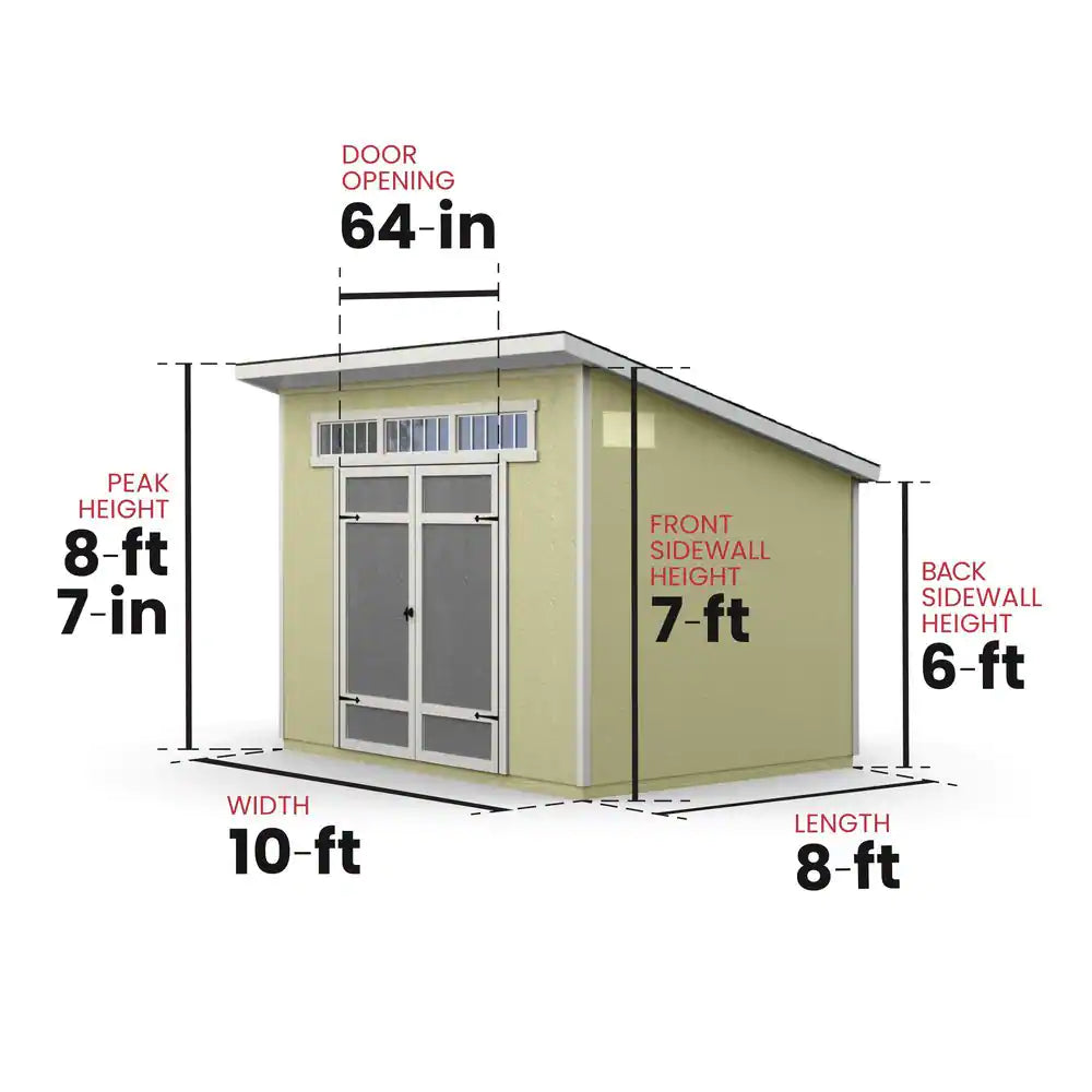 Do-It Yourself Olympia 10 Ft. X 7.5 Ft. Modern Lean-To Multi-Purpose Outdoor Wood Shed with Transom Windows (75 Sq. Ft.)
