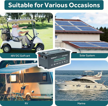 OGRPHY 48V Lithium Golf Cart Battery, 200A BMS, with Touch Monitor & Mobile APP, 4000+ Cycles 48V Lithium Battery with 18A Charger, Perfect for Golf Carts, Solar