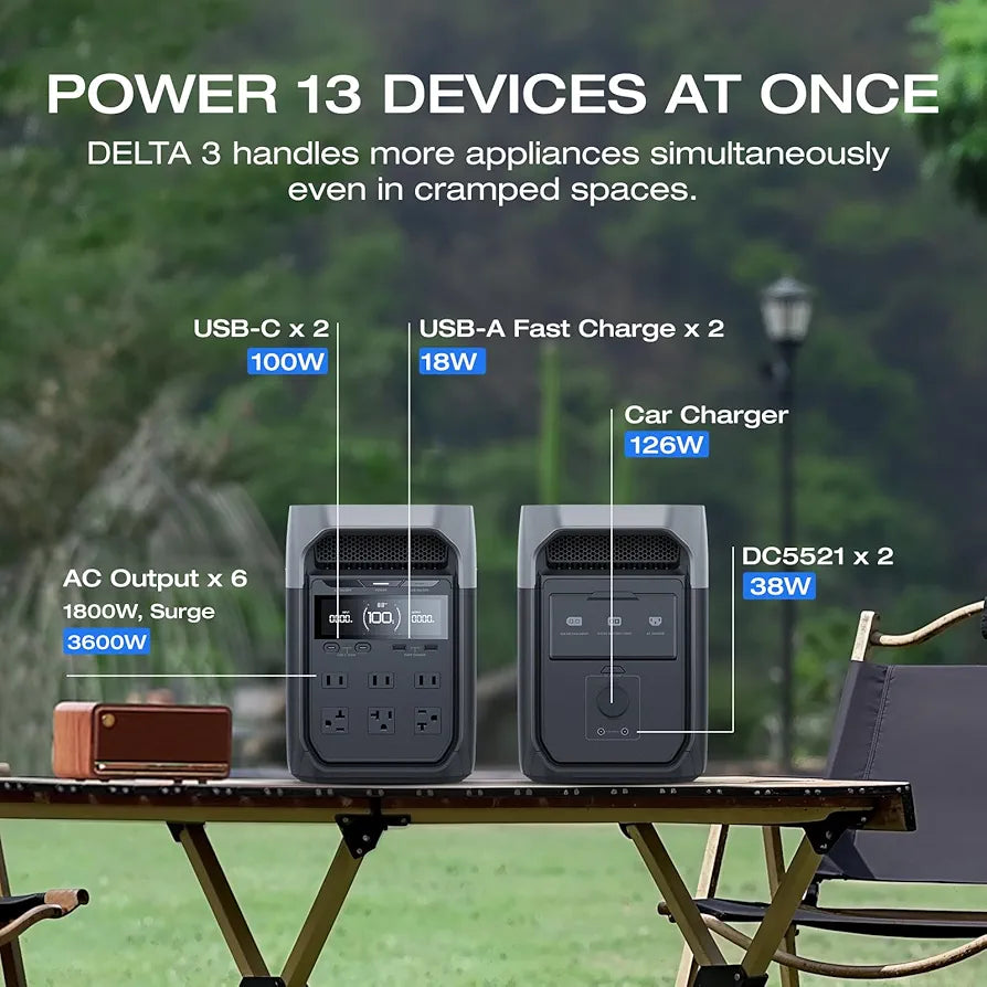 EF ECOFLOW Delta 3 Portable Power Station, 1024Wh 1800W