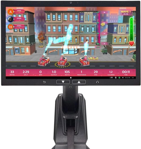 Aviron Strong Series Rower: 22″ HD Touchscreen, Dual Air & Magnetic Resistance up to 100 lbs. Game-Based Workouts, Streaming, Compact Design