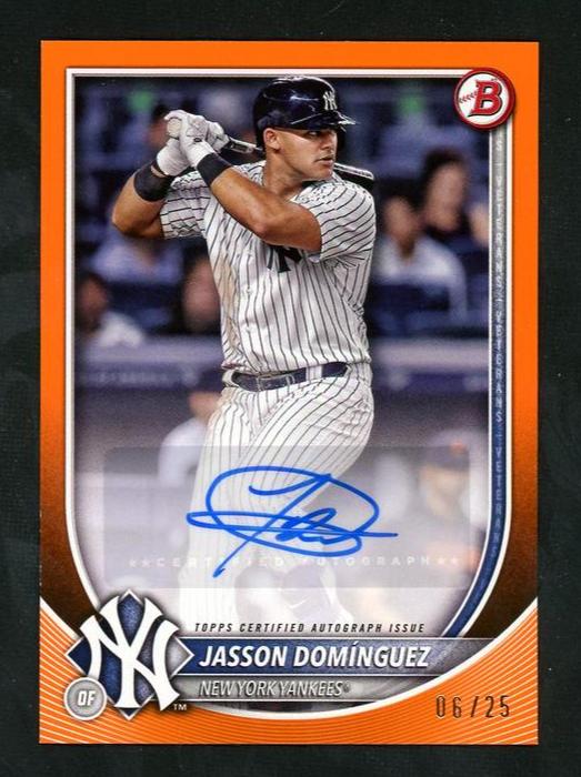 2023 Bowman PRV-JD Jasson Dominguez Bowman Chrome Orange /75 VG New York Yankees Auto