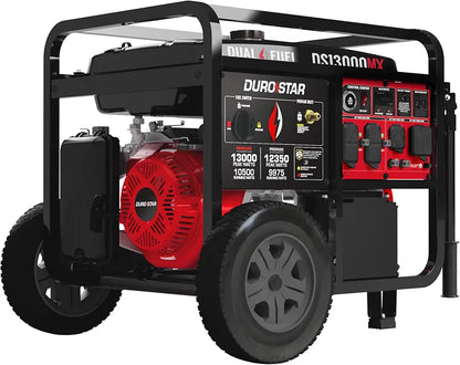 DuroStar DS13000MX 13,000-Watt 500cc Dual Fuel Portable Generator - Gas and Propane, Remote Electric Start, Whole Home Power Backup, Transfer Switch Ready, RV & Emergency Ready