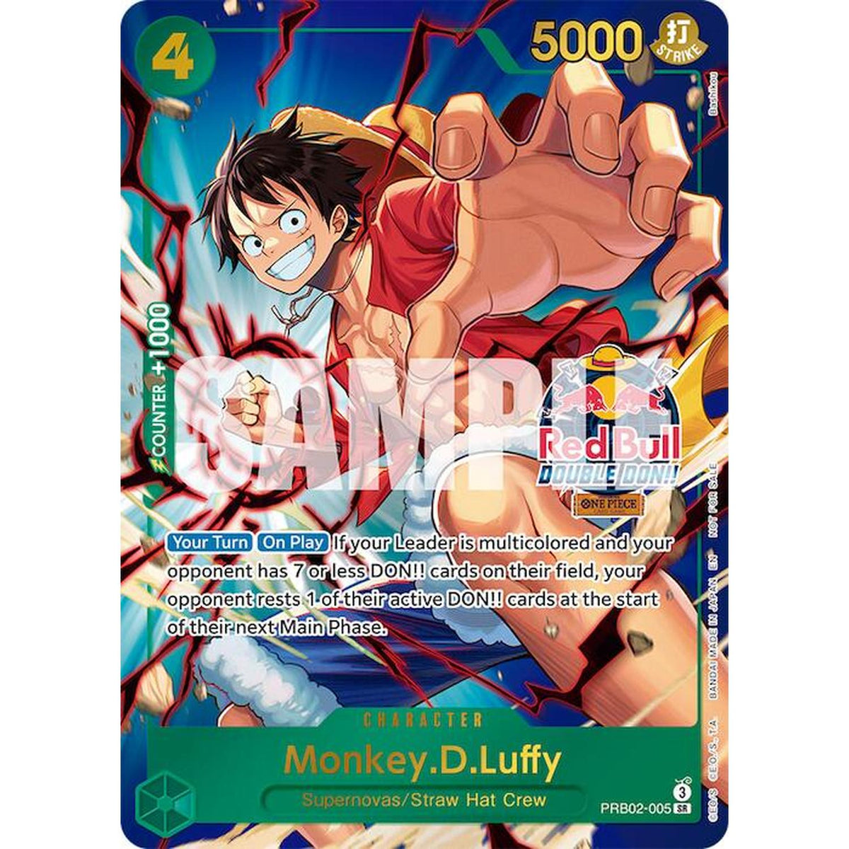 Monkey.D.Luffy (Red Bull Double Don!!) (Winner) (PRB02-005) [One Piece Promotion Cards]  Foil