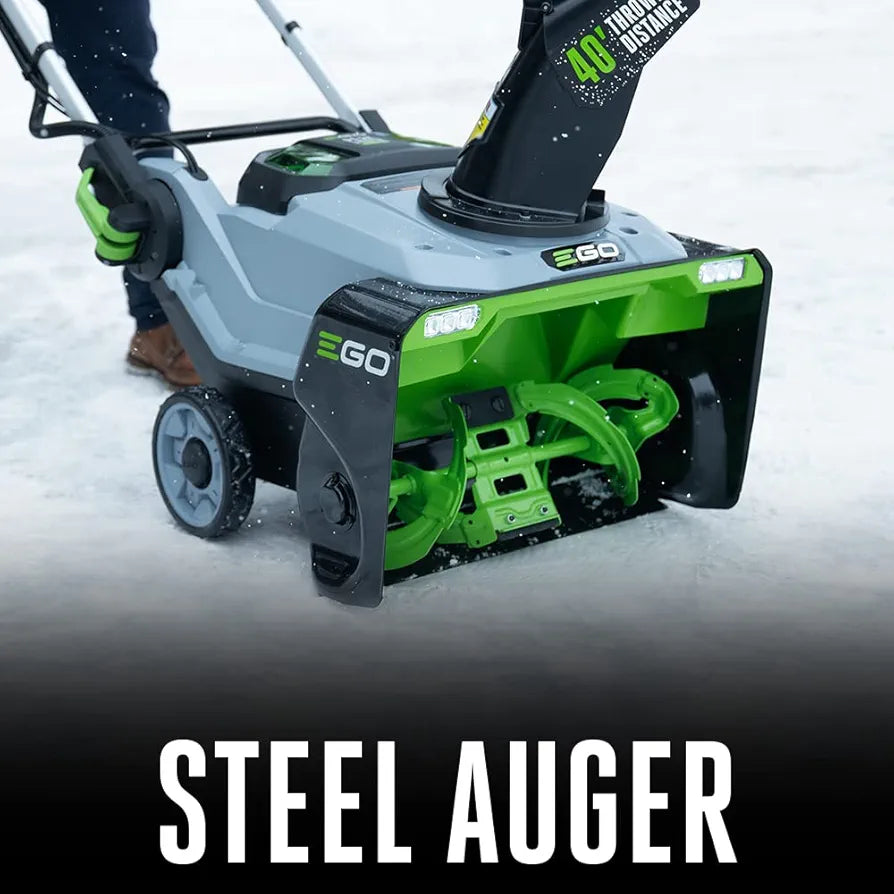 EGO Power+ 21" Electric Snow Blower, Gray/Black, Cordless Steel Auger, Includes  56V 5.0Ah Batteries and Dual Port Charger, SNT2112