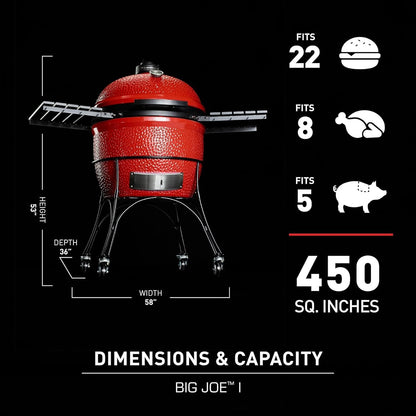 Kamado Joe Big Joe I 24 in. Blaze Red Ceramic Charcoal Grill