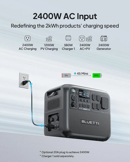 BLUETTI AC200L Portable Power Station 2048Wh 2400W LiFePO4 Battery