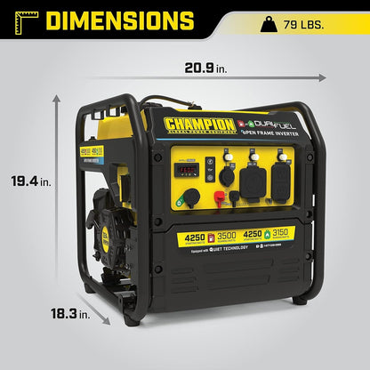 Champion 4250-Watt Dual Fuel RV Ready Open Frame Inverter Generator