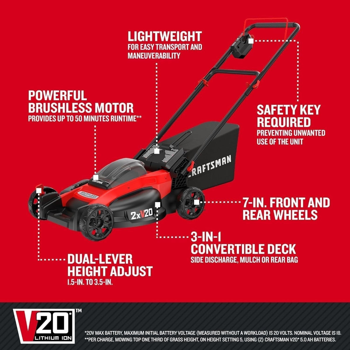 CRAFTSMAN V20 Lawn Mower, Push Mower