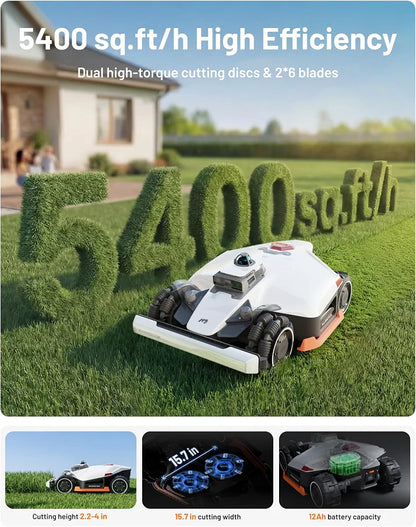 Mammotion LUBA 3 AWD 3000H Robot Lawn Mower for 0.75 Acre, 360° LiDAR+NetRTK+AI Vision Tri-Fusion Positioning, All-Wheel-Drive for 80% Slopes, 30 Multi-Zone Management, Cutting Height 2.2"-4.0"
