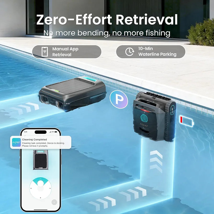 AIPER Experts Duo: Cordless Pool Cleaner Robot & Solar Pool Skimmer, Gray